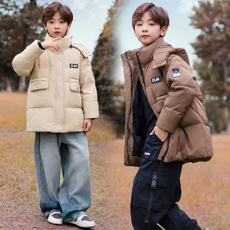 

2024 New Children's Winter Down Jacket Korean Version Mid-Length Coat Kids Thicken Warm Parka For Teen Boys 4-15 Years Snowsuit