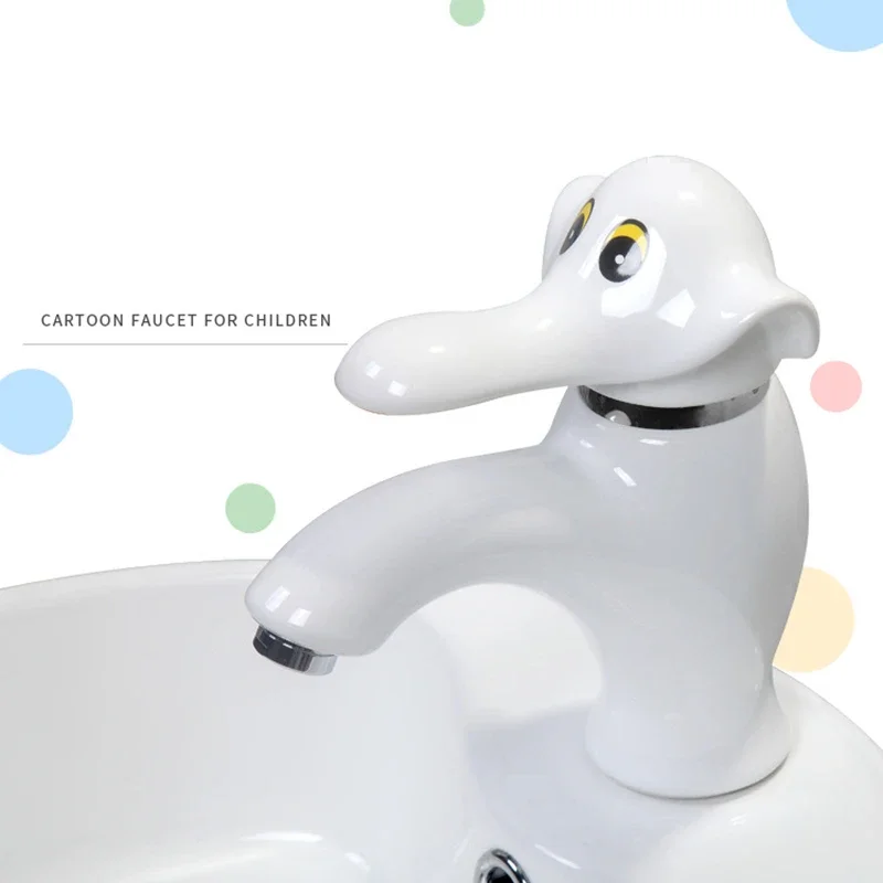 

Children's Cartoon Elephant Ceramic Faucets White/Green Brass Wash-basin Faucet Colorful Ceramic Cold Hot Water Sink Mixing Tap