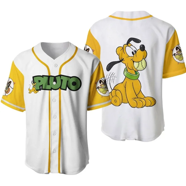 Maglia Da Baseball Per Cani Pluto Nome Personalizzato Maglia Da Baseball Maglia Da Baseball Disney Maglia Da Baseball Casual Manica Corta Moda Uomo