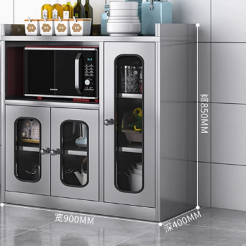 Large Luxury Metal Cabinet Stainless Steel Design Shelves Nordic Storage Cabinet Kitchen Tall Modern Meuble Cuisine Furniture 3