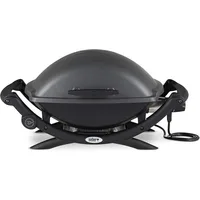 Electric Grill ,Heat Element, Removable Catch Pan, Porcelain-Enameled, Cast-Iron Cooking Grates, Grey 1