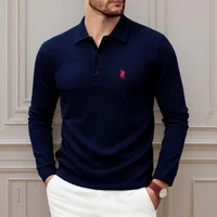 Polo haut de gamme brodé à manches longues pour homme, vêtement d'automne, nouveau, confortable et respirant, t-shirt décontracté de marque 2