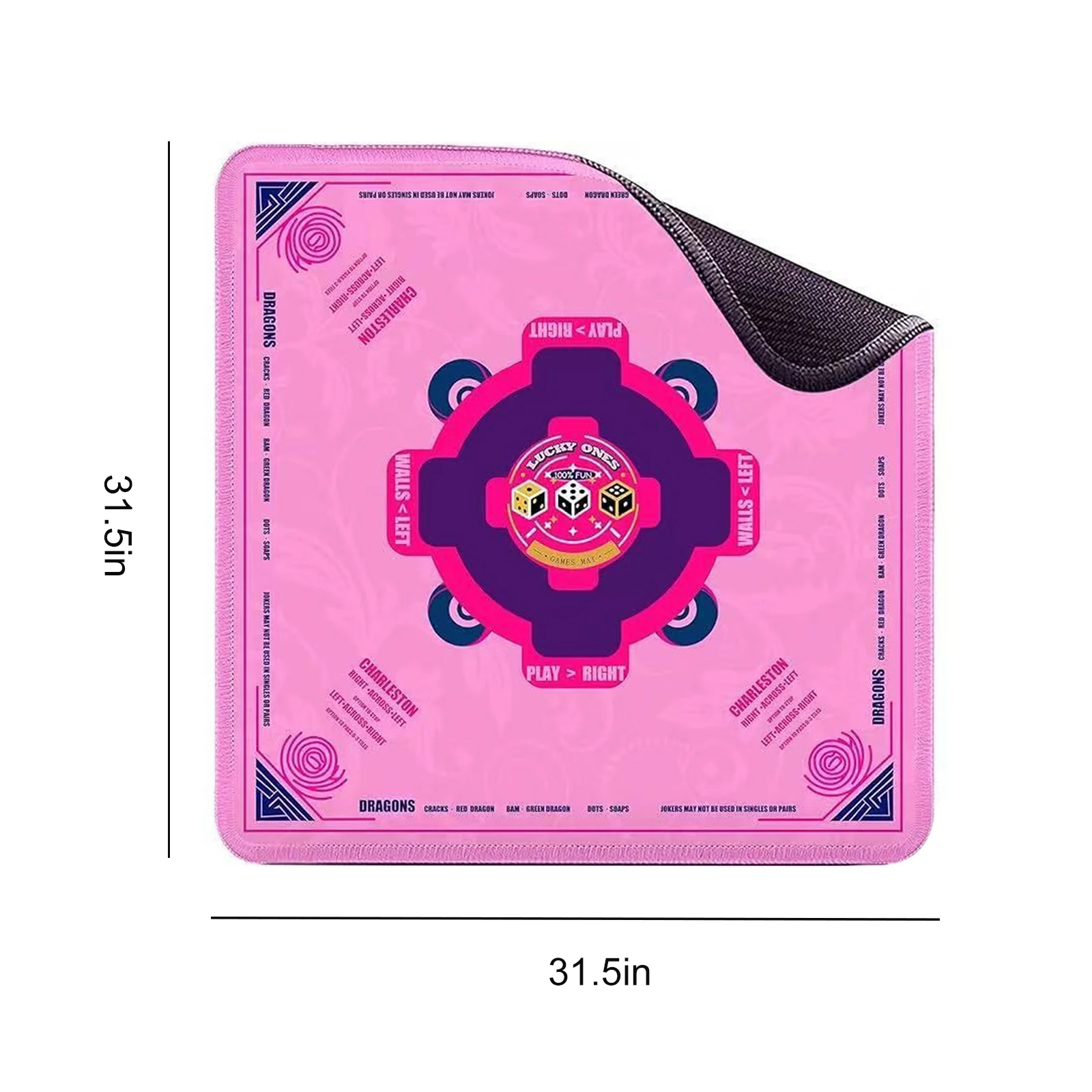 33x33In 소음 감소 마작 매트 미끄럼 방지 음소거 마작 테이블 천 방수 사각형 보드 게임 플레이 매트 친구를위한 선물