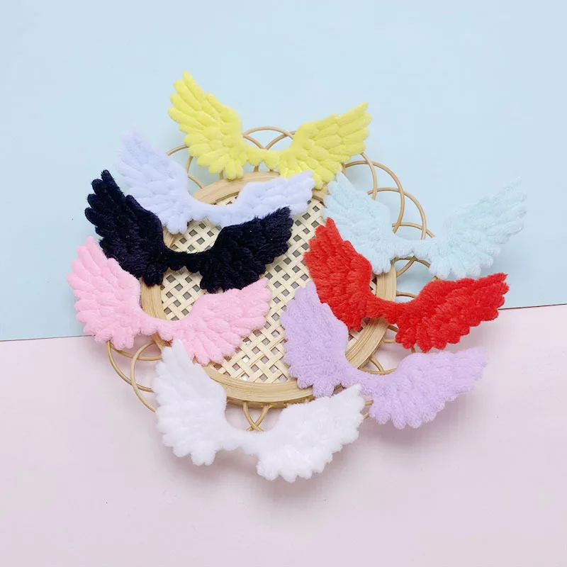 48 Stück 6,8x3,5 cm gepolsterte Filz geprägte Engels flügel Applikationen für Kinder Hut Nähen DIY Haars pange Zubehör Stoff Patches