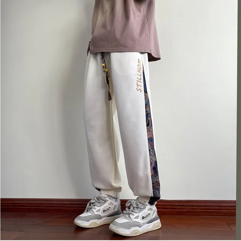 casual pants,sports pants,casual sports pants Korean Side Piping Bear Embroidery Casual Pants Men's Sports Trousers