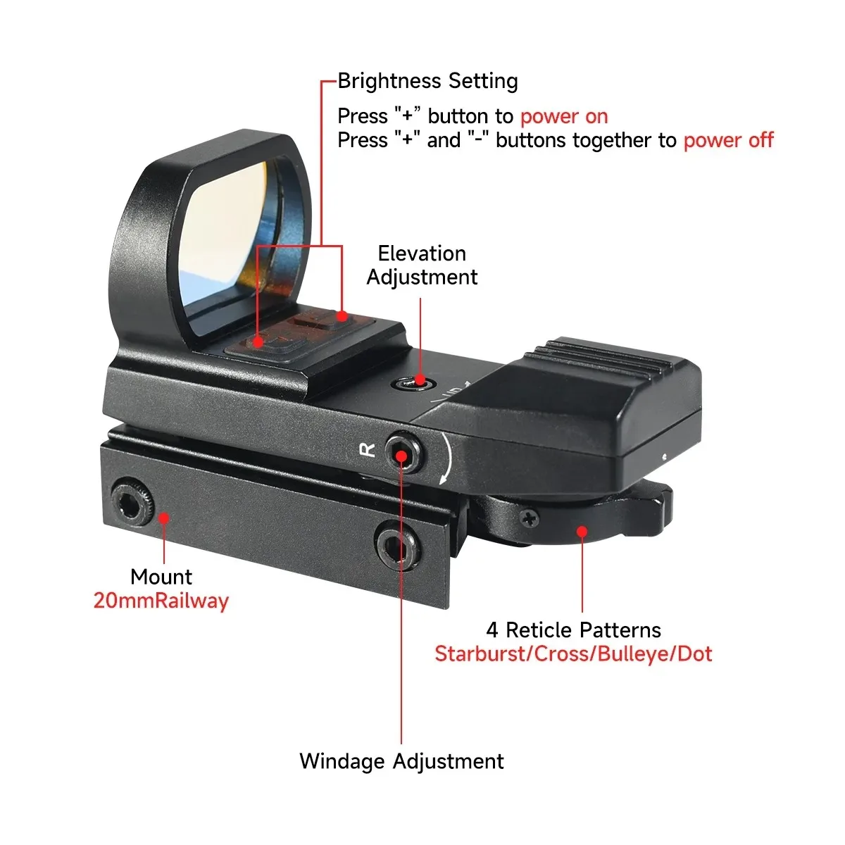 Red Dot Sight Hunting Rechargeable Red Dot Reflex Sight For Pistol Riflescope