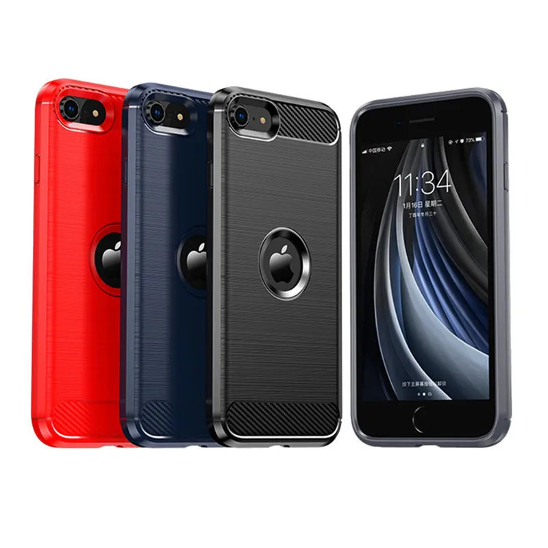 Funda de fibra de carbono para iPhone, carcasa a prueba de golpes, TPU, SE 2022, 13 Pro Max, 2022