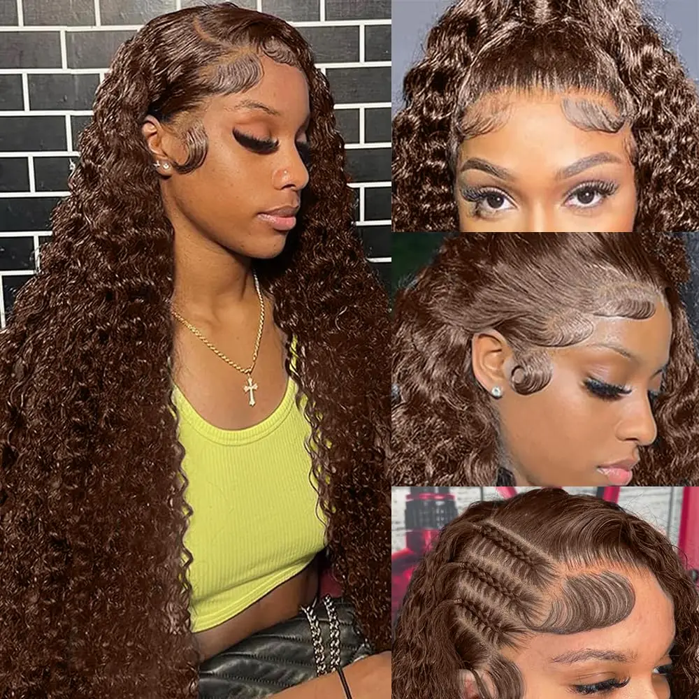 

CEXXY Chocolate Brown Loose Deep Wave Wigs Human Hair 200% 13x4 Hd Lace Frontal Wig Wear to Go Glueless Wigs Human Hair On Sale