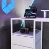 Homcom 61" Computer Desk with Led Lights, Power Outlets, USB Ports, White 5