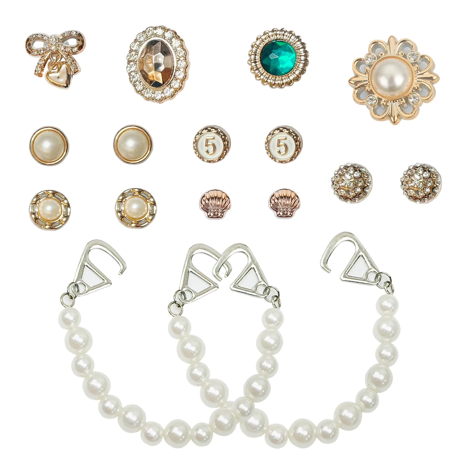 Diamonded Flowers Shoe Charms Pack Shoes Decoration Sets Luxury Rainbow Chain Accessories For Girls Women Sandals Wholesale Bulk