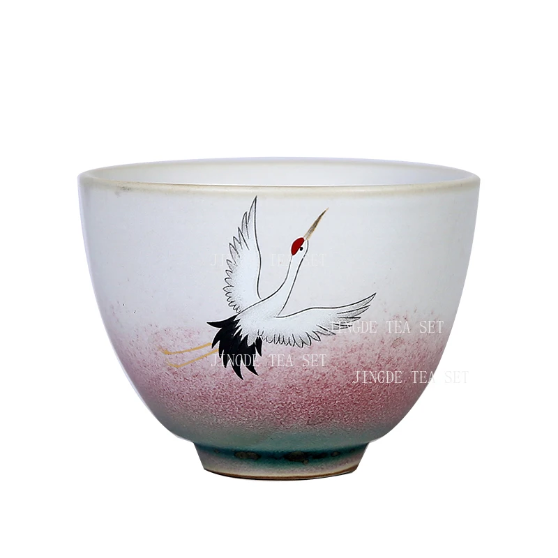 Tea Cup for Brewing Tea Ceramic Single Teacup Household Chinese Crane Guest Cup Drinking Utensils Tea Ceremony Accessories