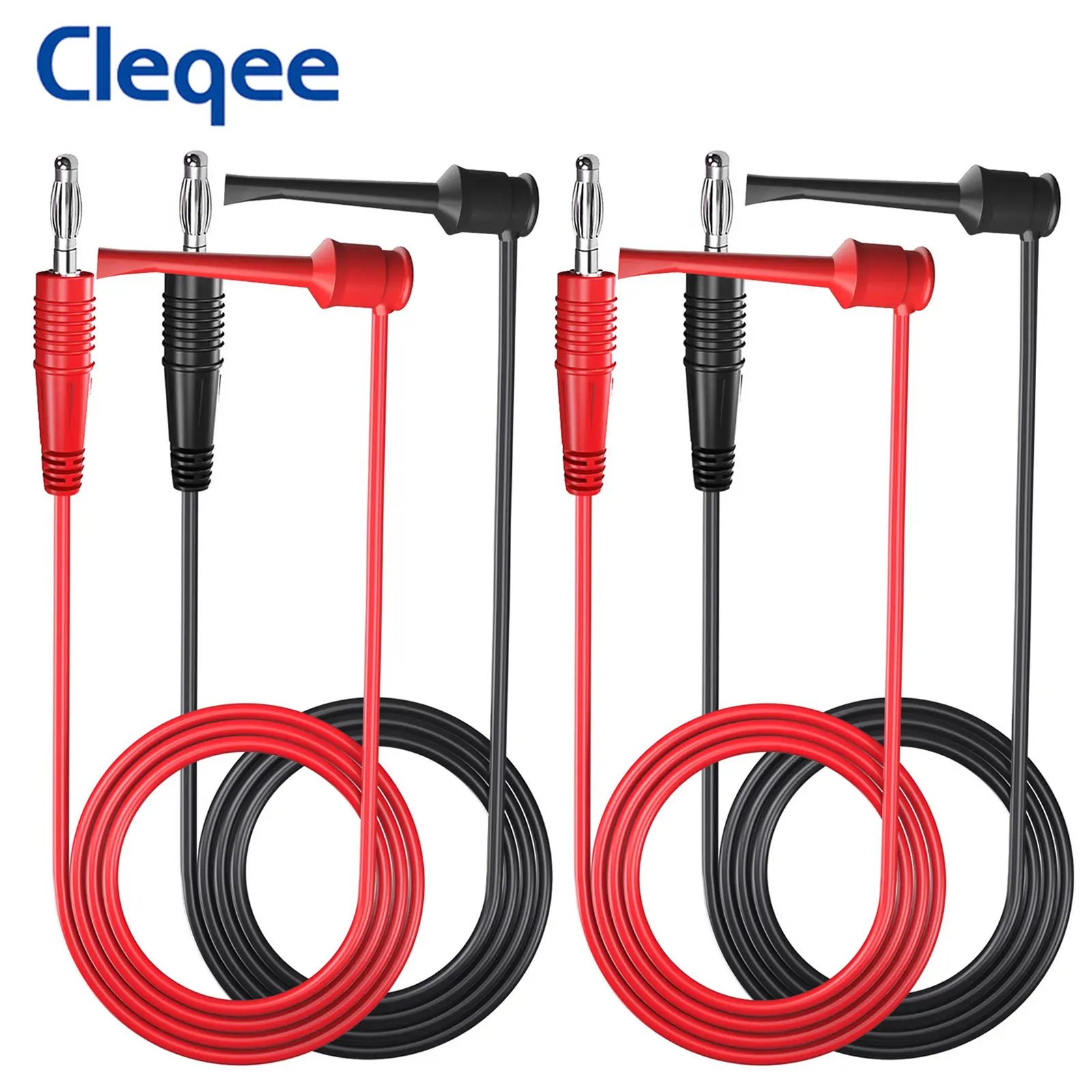 Cleqee 電子テストツール,1/4mmバナナプラグ,テストフック,テストリードキット,マルチメーター用グラバーケーブル,2個/4個
