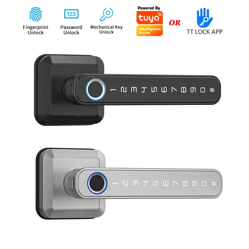 

Smart Handle Lock with Keys Phone APP TTLOCK OR TUYA SMART LIFE Lock Biometric Fingerprint Electronic Lock