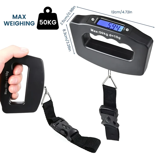 50kg x 10g Mini Portable Electronic Scale Weight Luggage Scale Digital  Travel Hanging Hook with a Tape Measure for Tackle Bag - AliExpress