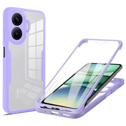 Transparent Shockproof Protective Case with 360 - Degree Full Screen Coverage - Poco M6 Plus (Purple)