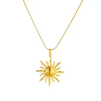 316L Stainless Steel Golden Fashion Sun Pendant Necklace For Women Girl 2024 New Concise Solar Neck Chain Jewelry Gift - Image 6