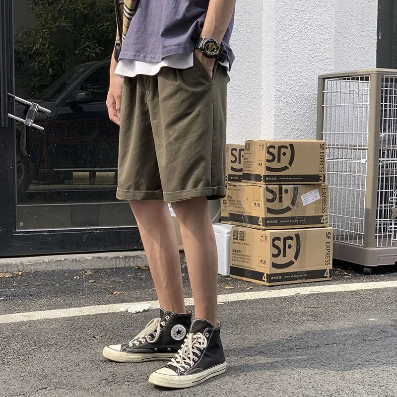 Lace Up Closure Shorts for Men Summer Work Loose Casual Shorts Retro Versatile Capris