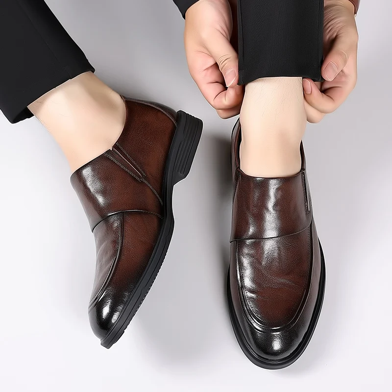 Men's casual shoes, men's wedding shoes, fashionable leather shoes, elegant men's flat Italian luxury shoes