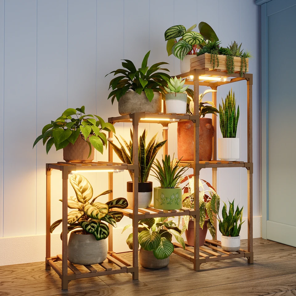 3 Tier Plant Shelf with Grow Light for Home