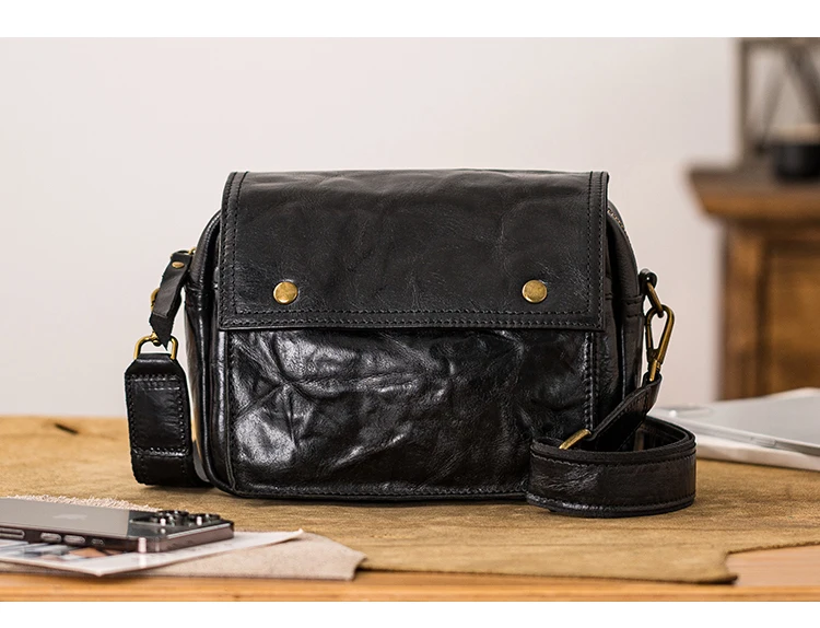 Modische, lässige Herren-Umhängetasche aus echtem Rindsleder, schwarz, für Outdoor-Partys, Designer-Luxus, echtes Leder, Crossbody-Tasche für Teenager – Detail 1