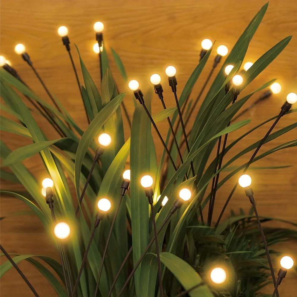

1 Solar Firefly Garden Lights 6/8/10 LEDs Solar Outdoor Swaying Lights By Wind Waterproof Solar Powered Garden Decorative Lights