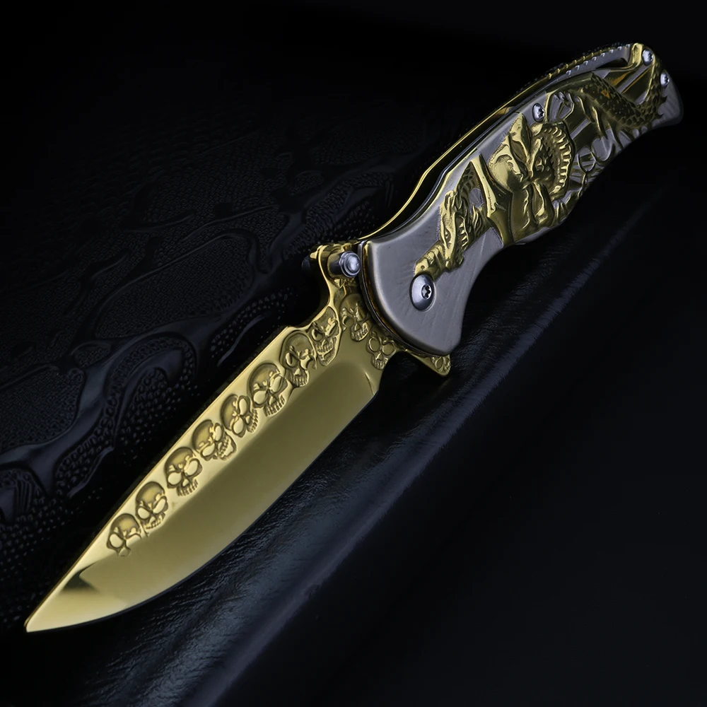 XUANFENGSkullreliefoutdoorfoldingknifehighhardnesscampingmultifunctionalknife