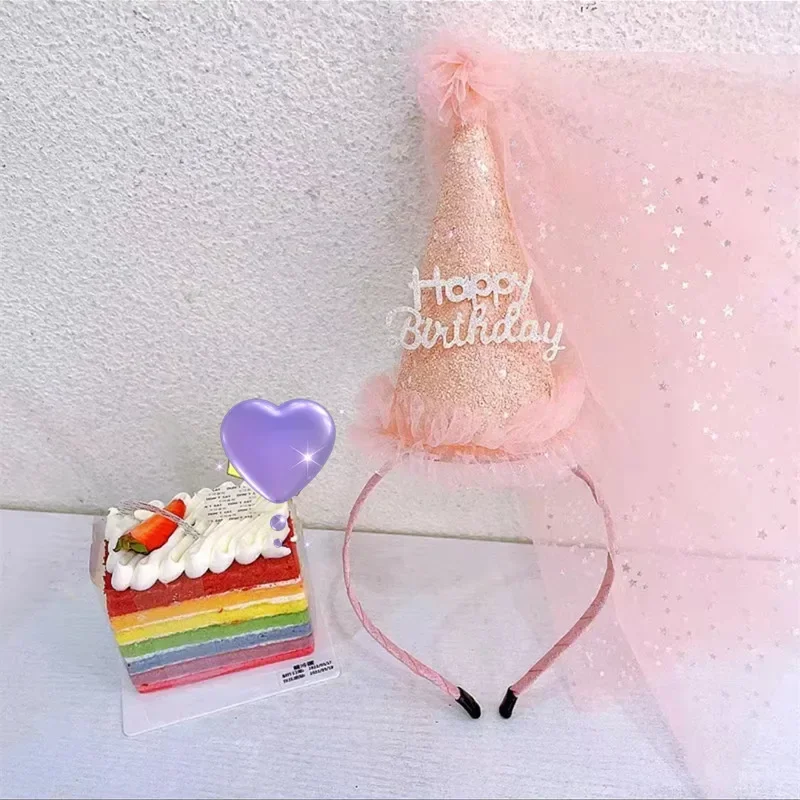 Birthday Party Glitter Birthday Hat Fairy Hair Hoop Party Decor Kids Girl Favor Headwear party hat birthday headband set