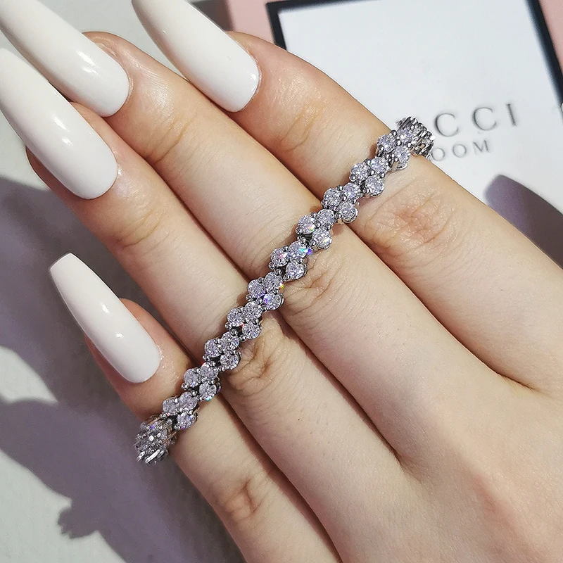 Jewelry for Women Roma Silver Color Charm Bracelet for Women Cubic Zirconia Crystal Bracelet Valentines Day Gift Wedding crystal bracelet