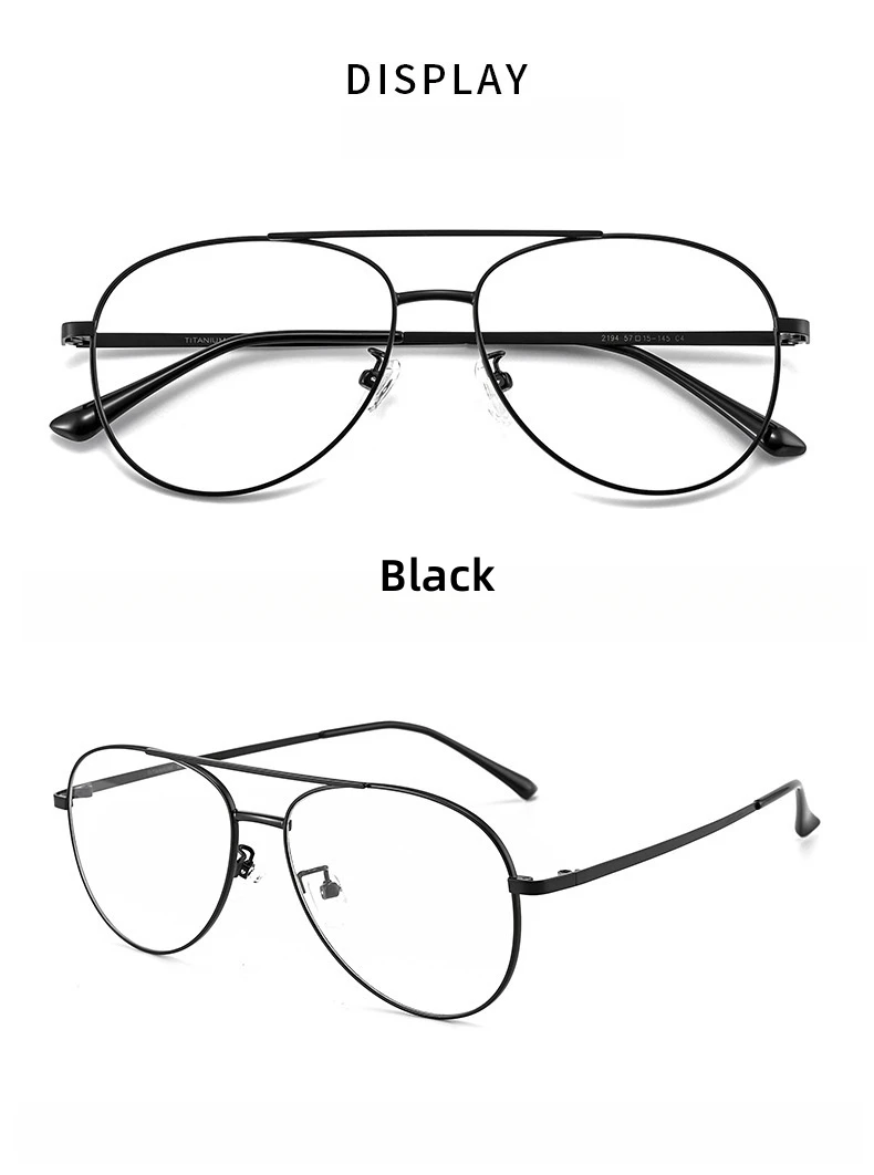 FIRADA Mode Plus Größe Aviator Brillen Vintage Komfortable Titan Brillen Luxus Brillen Rahmen Männer 2194-C – Detail 7