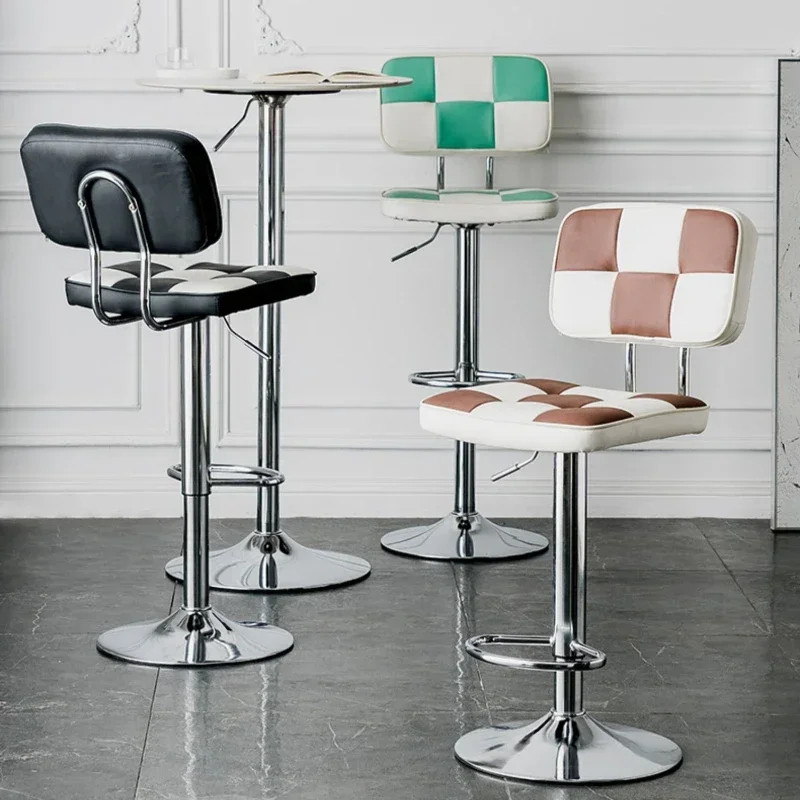 High Foot Dining Chairs Lift Rotation Bar Chair PU Cushion Counter Stools Stable Load Bearing Front Desk Seats