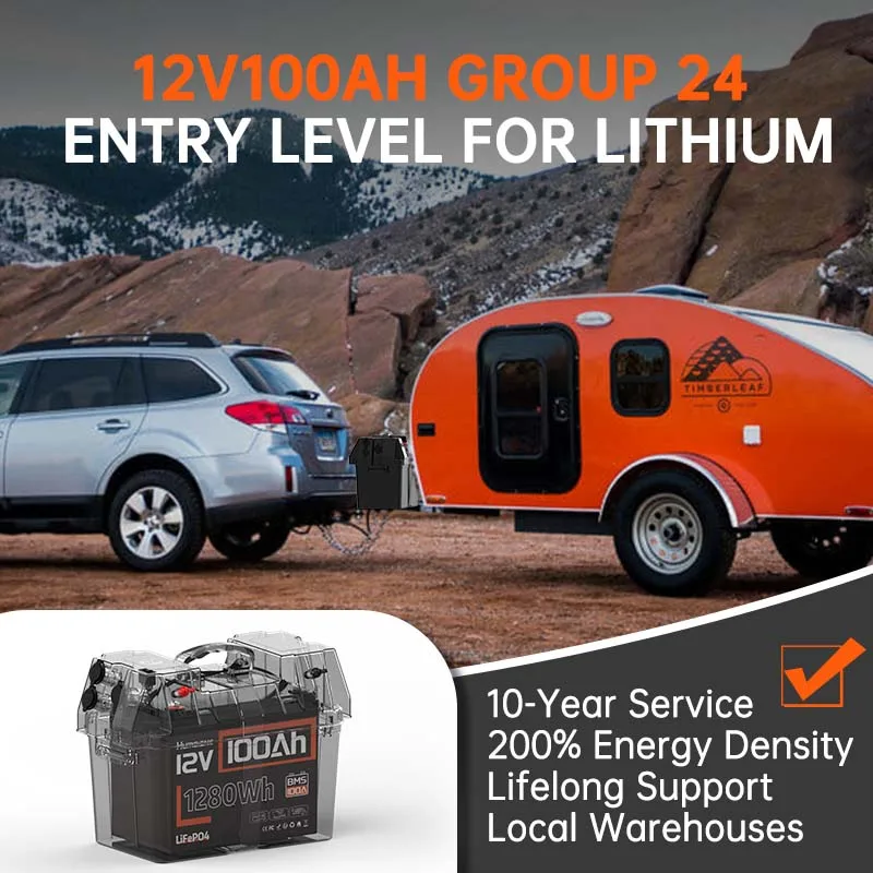 Humsienk 12V 100Ah Built-in 100A BMS Lithium Iron Phosphate Battery Packs For RV/ Vans/ Trolling Motor/ Golf Cart/ Camping 5