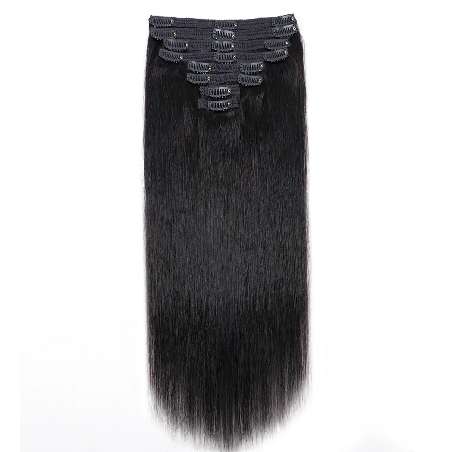 Straight Human Hair Clip Ins Hair Extensions For Full Head 8 Pcs 100% Human Hair Extensions For Natural Looking 28 30 32 Inch