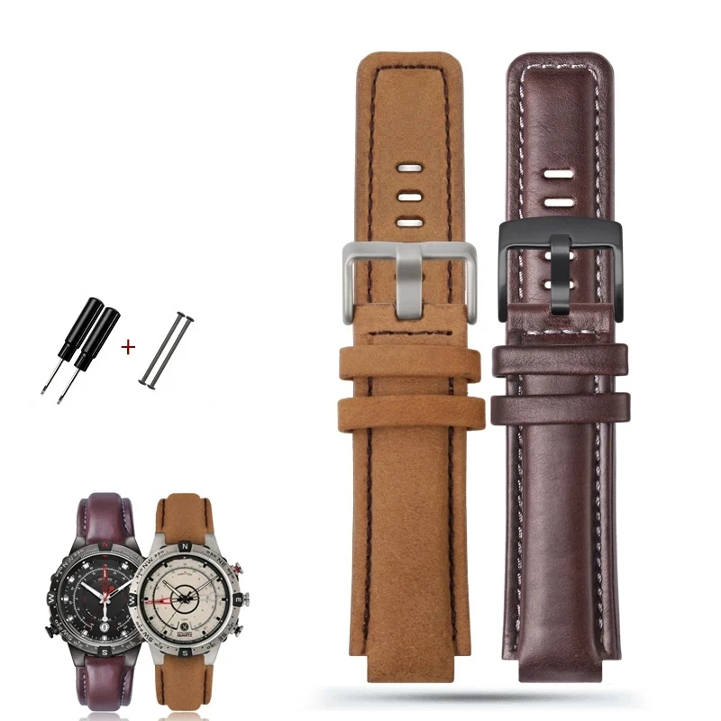 Timex Men's Tide Compass Leather and Silicone Watchband Strap