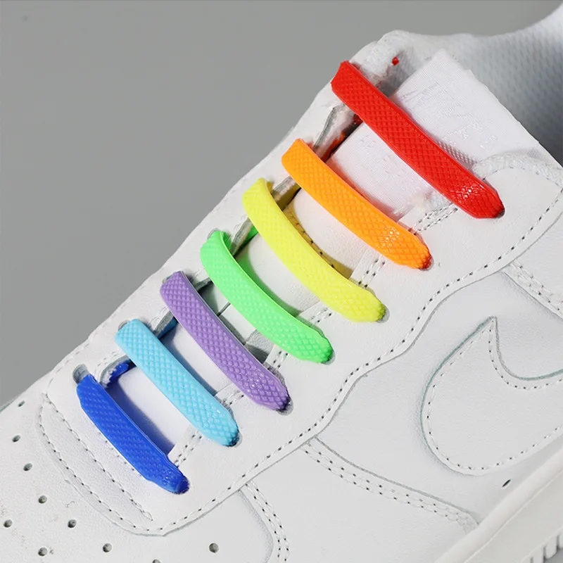 16pcs/set Silicone Shoelaces Elastic No Tie Shoe Laces Kids Adult