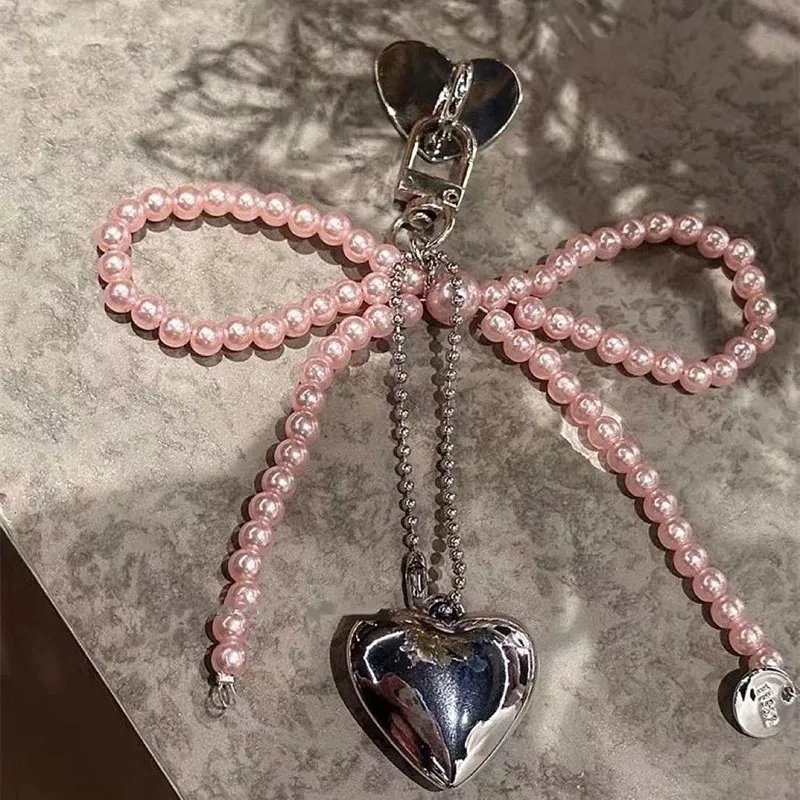 Pearl Love Heart Bow Pendant Trendy Smartphone Case