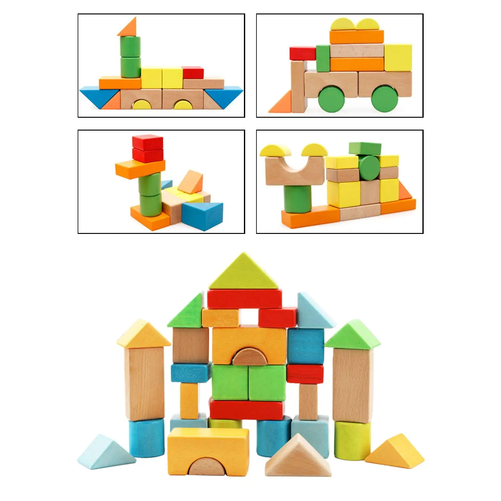 

Montessori Toy Wooden Blocks Set Educational Toy Construction Toys Set Stacking Game for Presents Study Classroom Travel Kids
