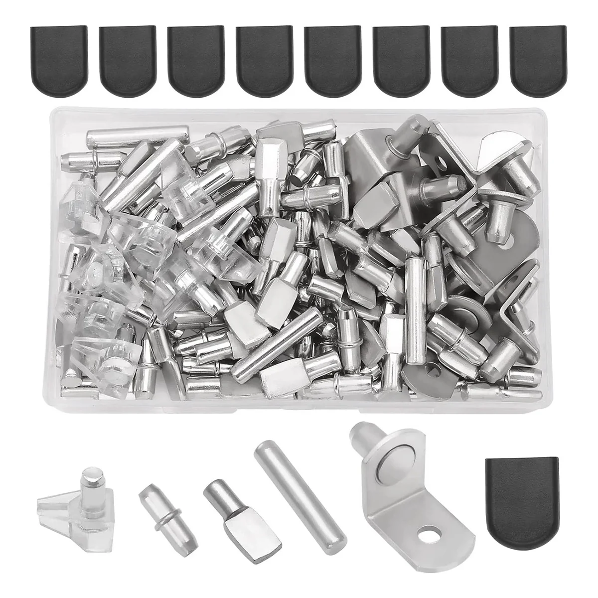 

112 Pcs 5 Styles Shelf Nail Kit, Metal Shelf Support Pin, Suitable for Kitchen Cabinet, Bookcase Support Pin and Pin