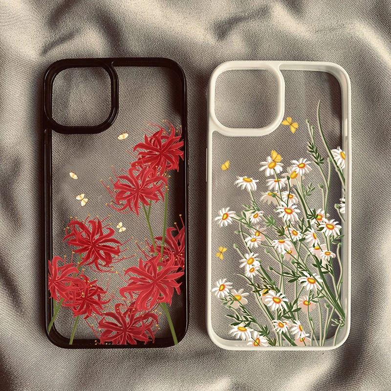 Butterfly Lavender Higan Flower Shockproof Clear Phone Case