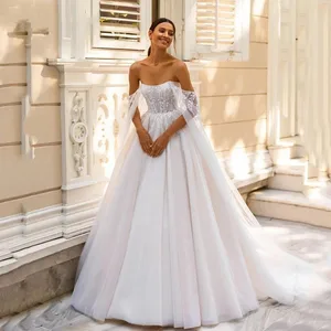 KapokDressy Romantic Wedding Dresses For Women Classic Boat Neck Bridal Gowns Off  Shoulder Robe Appliques Vestidos De Novia