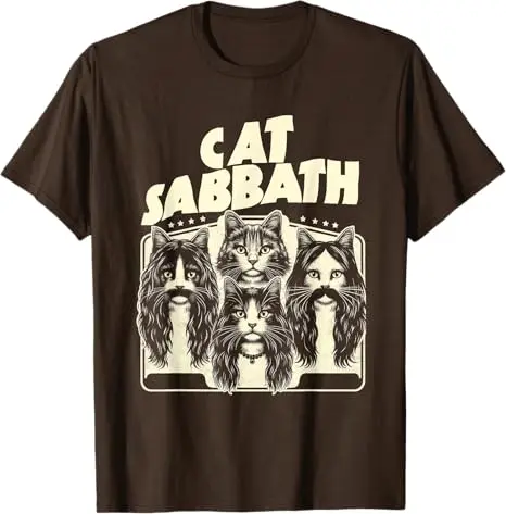 Cat Sabbath Lustiges Katzen-Papa-T-Shirt Rockmusik Streetwear Kleidung Humor Kitty Band Y2k Spruch T-Shirt Rap Hip Hop Kurzarmblusen – Detail 6