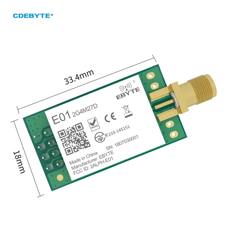 nRF24L01P 2.4GHz Wireless RF Transmitter Remote Module E01-2G4M27D 27dBm 5KM DIP PA LNA IoT Smart Home Sensors Headset 2Pcs wireless module