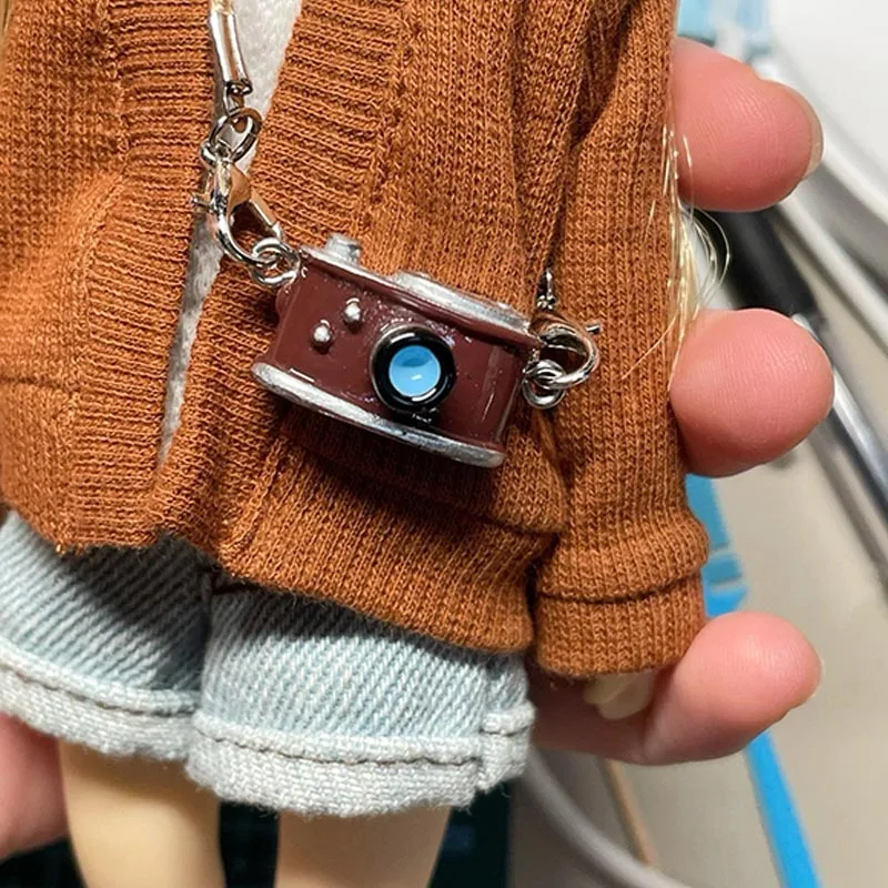 1ks domeček pro panenky miniaturní zrcadlovka retro fotoaparát módní taška pro panenky Labubu příslušenství dekorace domečku ozd