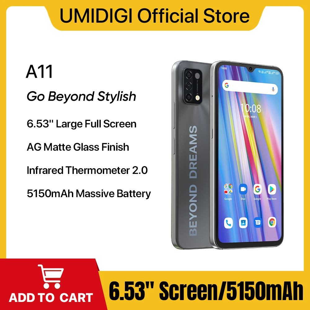 [In Stock] UMIDIGI A11 Global Version Android 11 Smartphone Helio G25 64GB 128GB 6.53