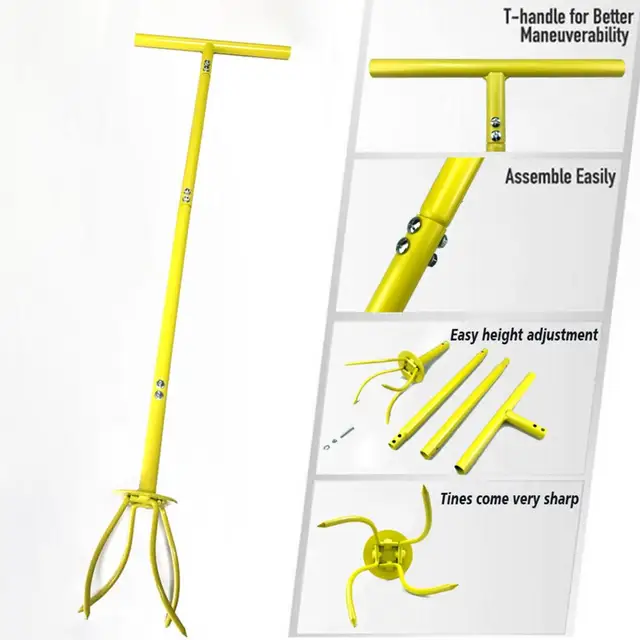 Kézi Talaj Megragadó T-Fogantyú Hosszú Fogantyú Állítható Magasságú Talajkerék Karomtermelő Ültetési Szerszám Az Udvarkerthez - Image 3
