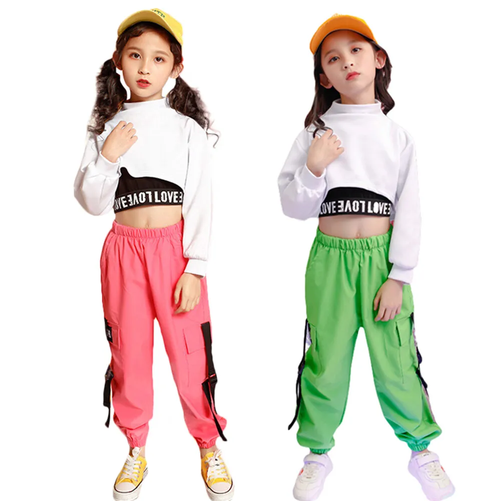 LOLANTA 4-16 Years Girls Hip Hop Street Dance Clothes Long Sleeve Crop Tops  Sport Jogger Pants Costume Competition Casual Wear - AliExpress