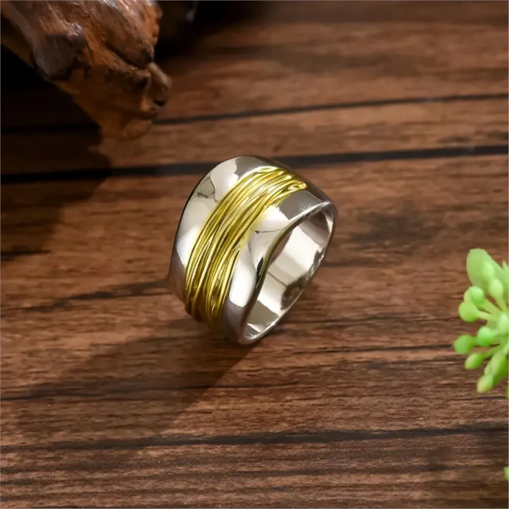 Vintage Creative Double Layer Engraved Line Entwined Style Ring for Women Niche Punk Multi-loop Rings Party jewelry Gifts
