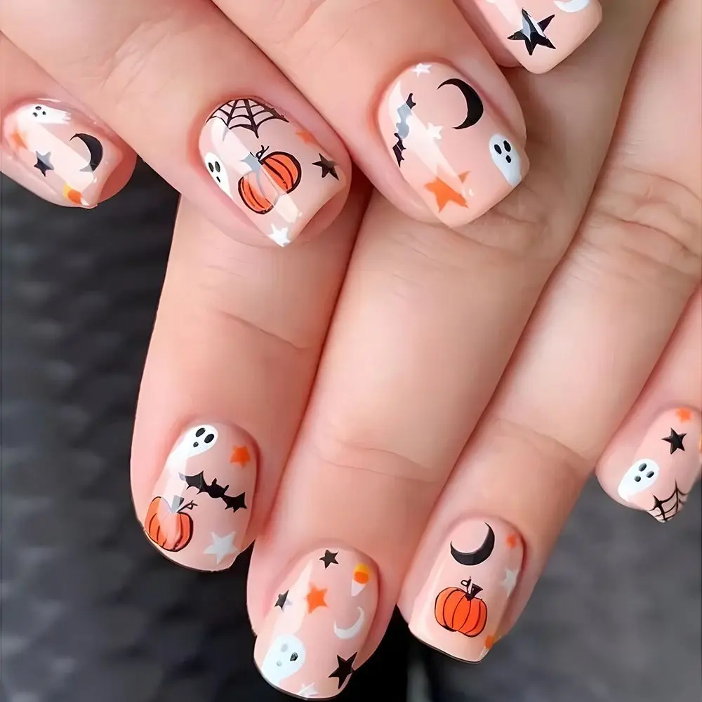 24Pcs/Box Halloween Decor Press-On False Nails