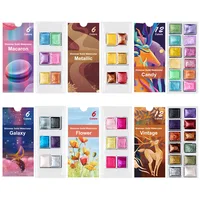 Shimmer 6/ 12 Colors Solid Watercolor Paint Flash Retro Pearlescent metal Macaron Candy Colours Set for Art Painting Nail Design