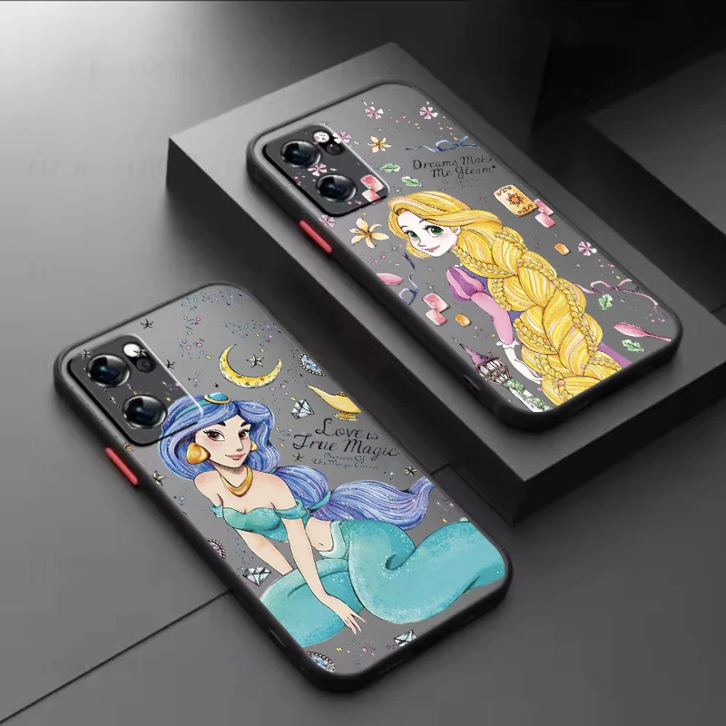 

Princess Cartoon For OPPO A98 A96 A94 A78 A77 A76 A74 A72 A57 A56 A55 A53 Frosted Translucent Hard Phone Case Fundas Coque Capa