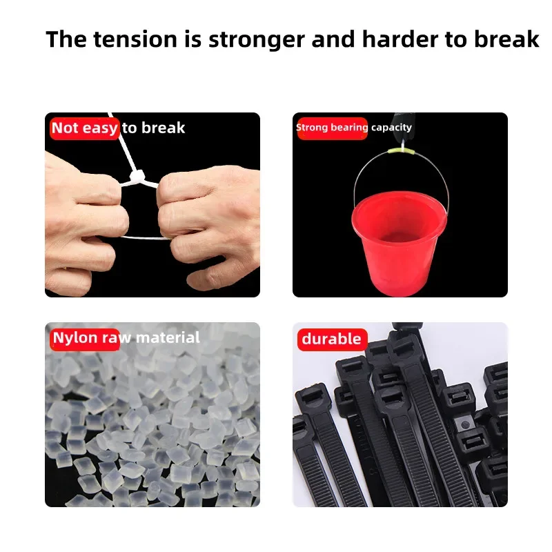 Self-locking plastic nylon tie set